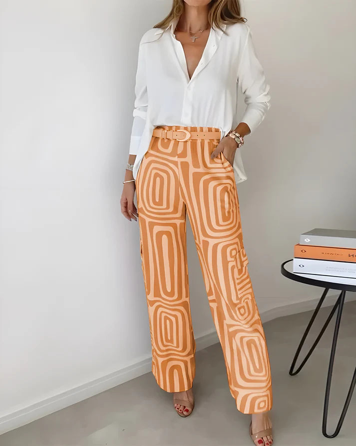 Selma™ | stijlvol broekenset met blouse en riem